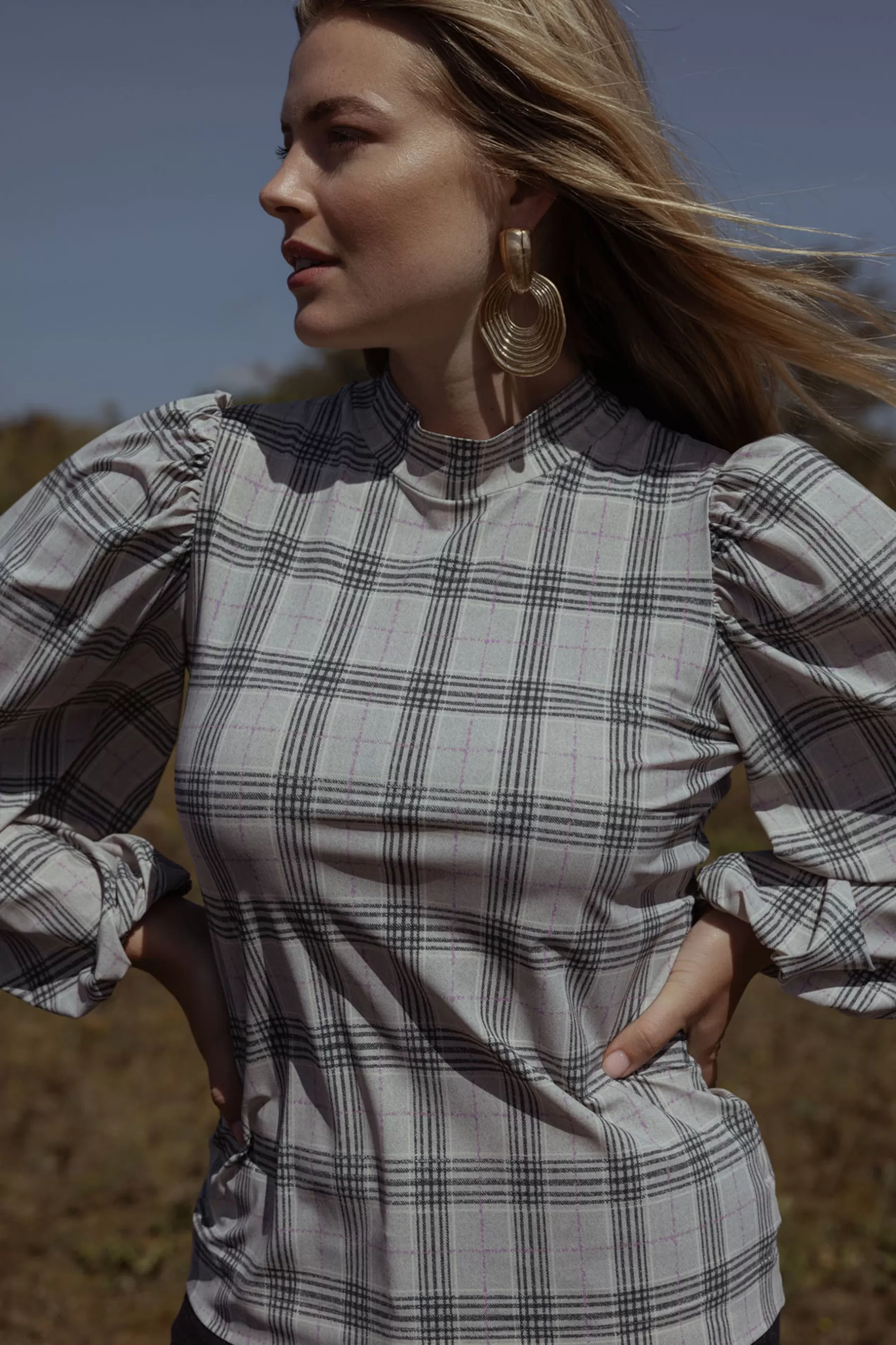 Studio Anneloes Shirts & Tops<Ines check top - grey melange/antraciet