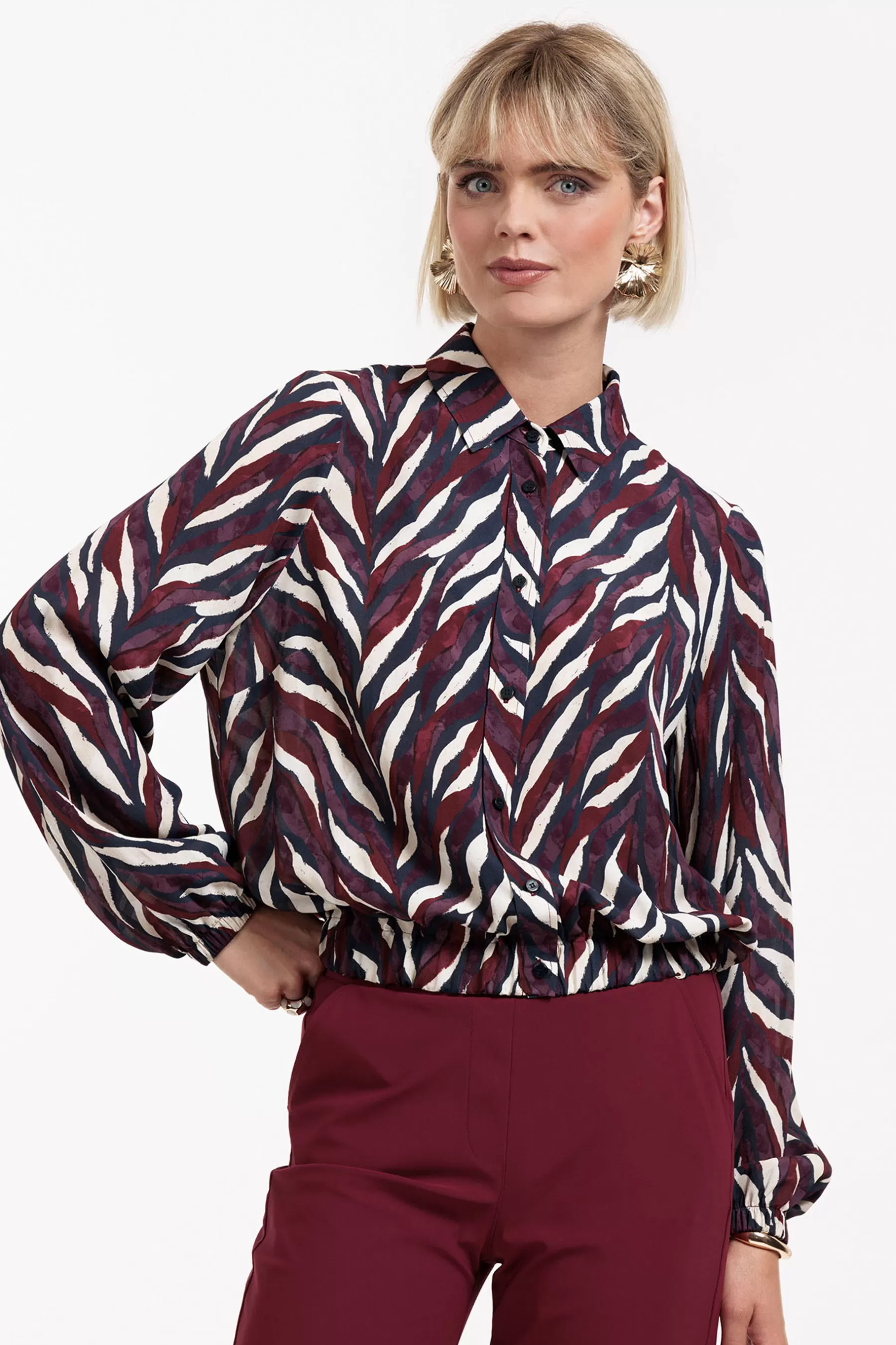 Studio Anneloes Blouses<Jonny leaves crepe blouse - kit/merlot