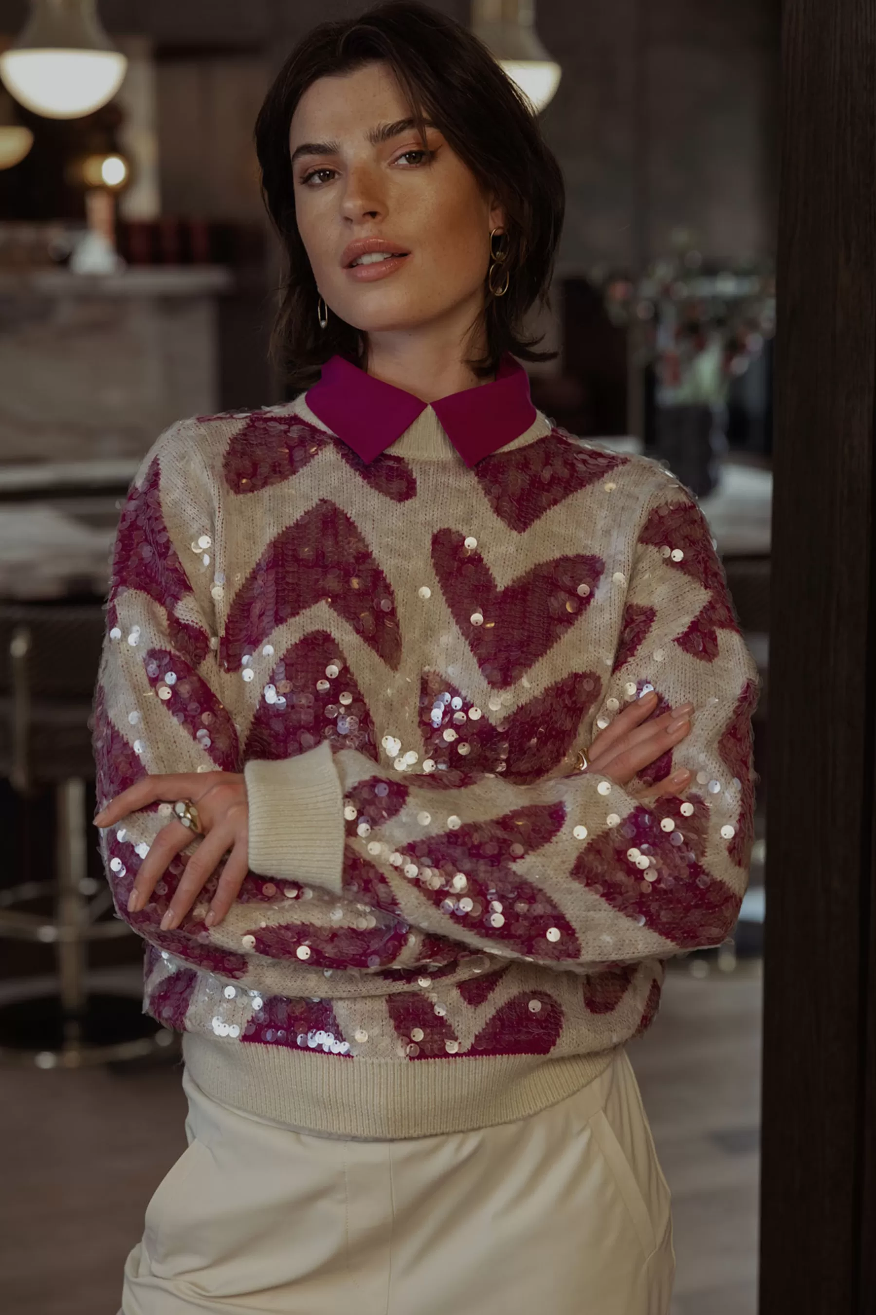 Studio Anneloes Truien & Vesten | Shirts & Tops<Noah Heart pullover - Kit/magenta