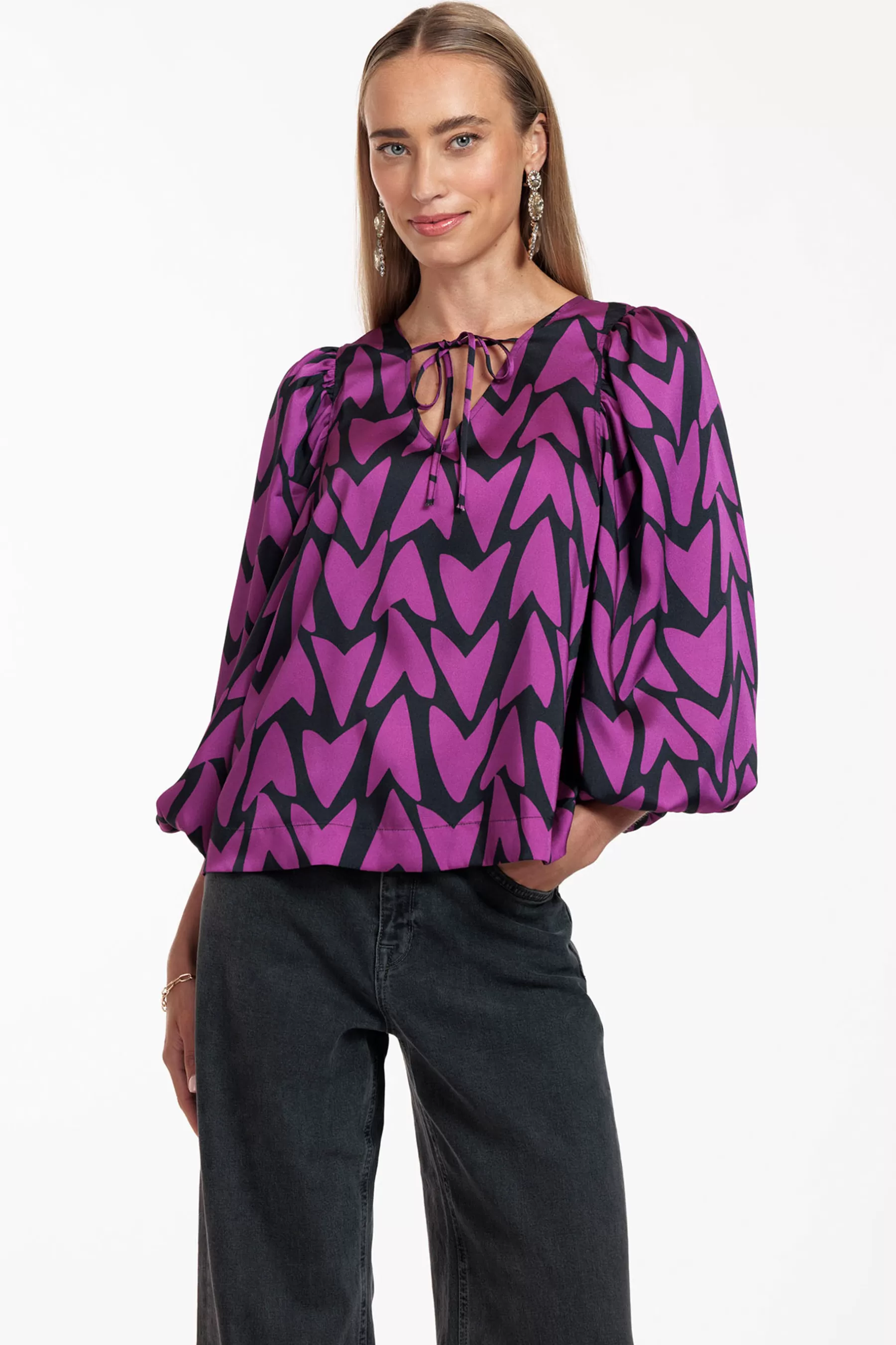 Studio Anneloes Shirts & Tops<Philou 2way love top - black/magenta