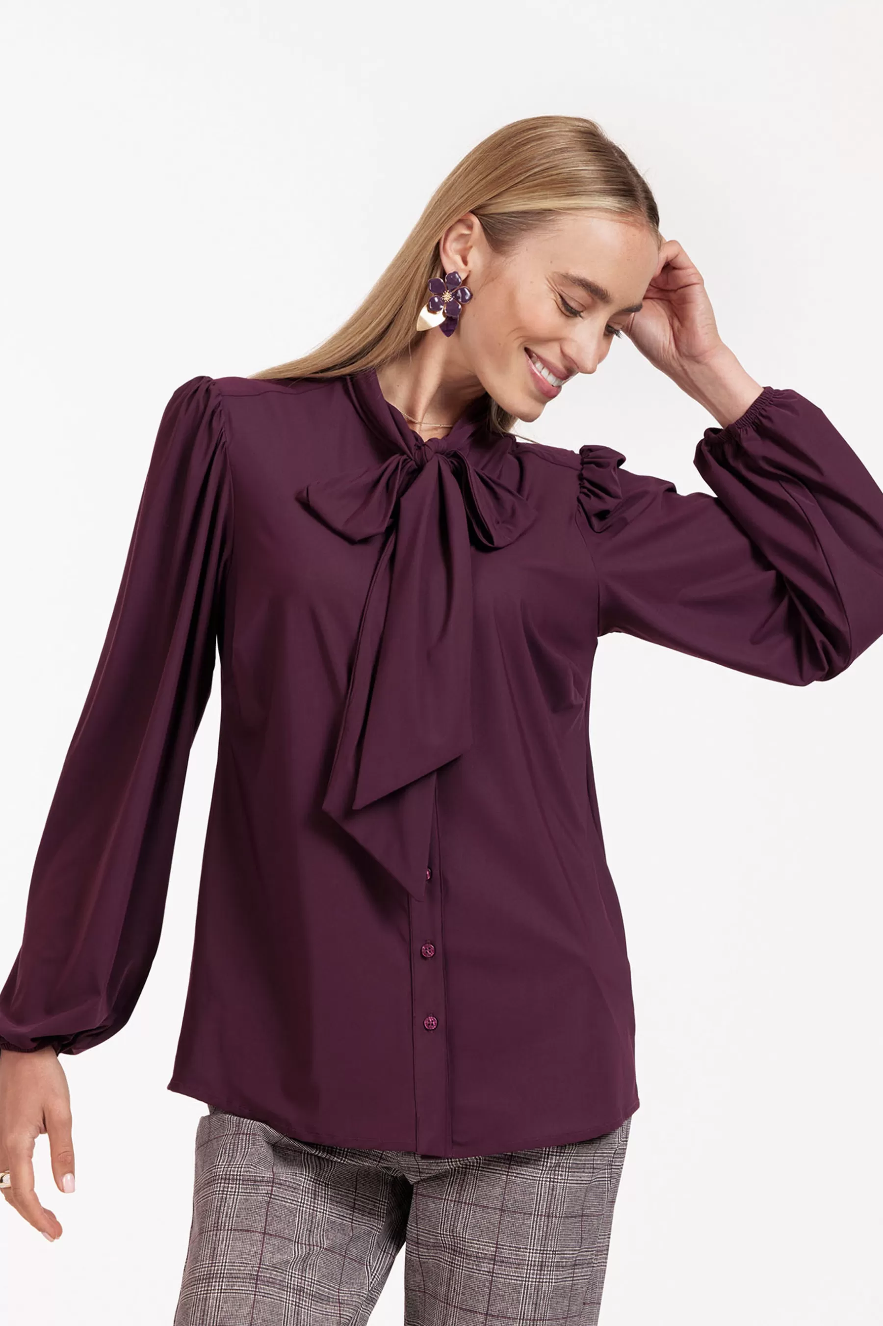 Studio Anneloes Blouses<Poppy bow blouse - blackberry