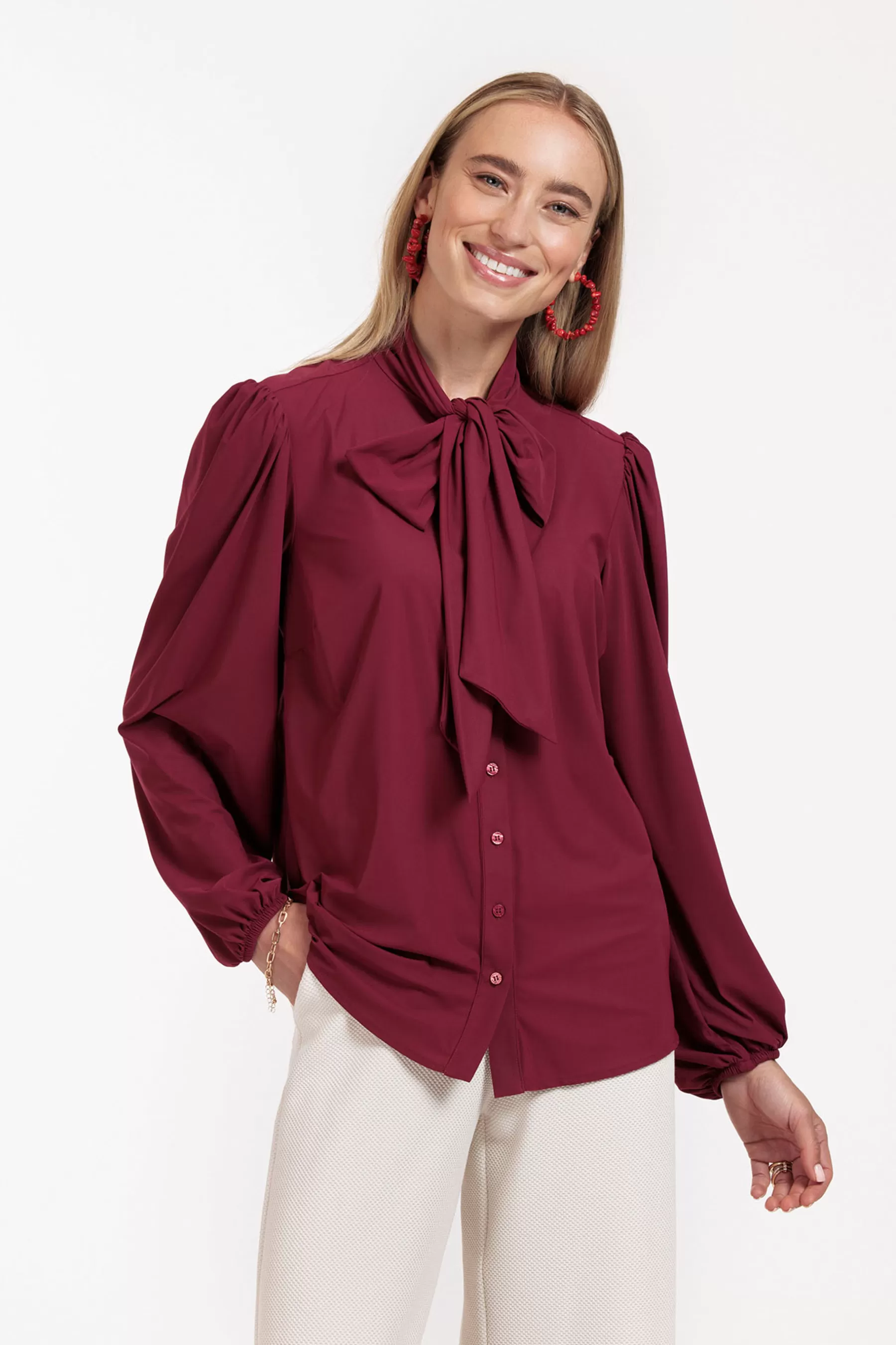 Studio Anneloes Blouses<Poppy bow blouse - merlot