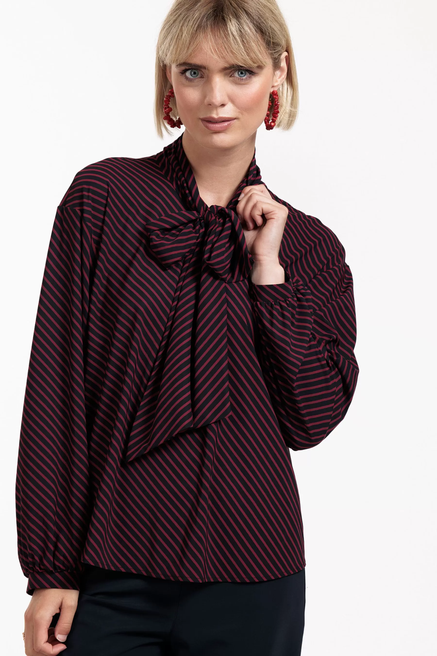 Studio Anneloes Blouses<Sheila stripe blouse - merlot/dark blue