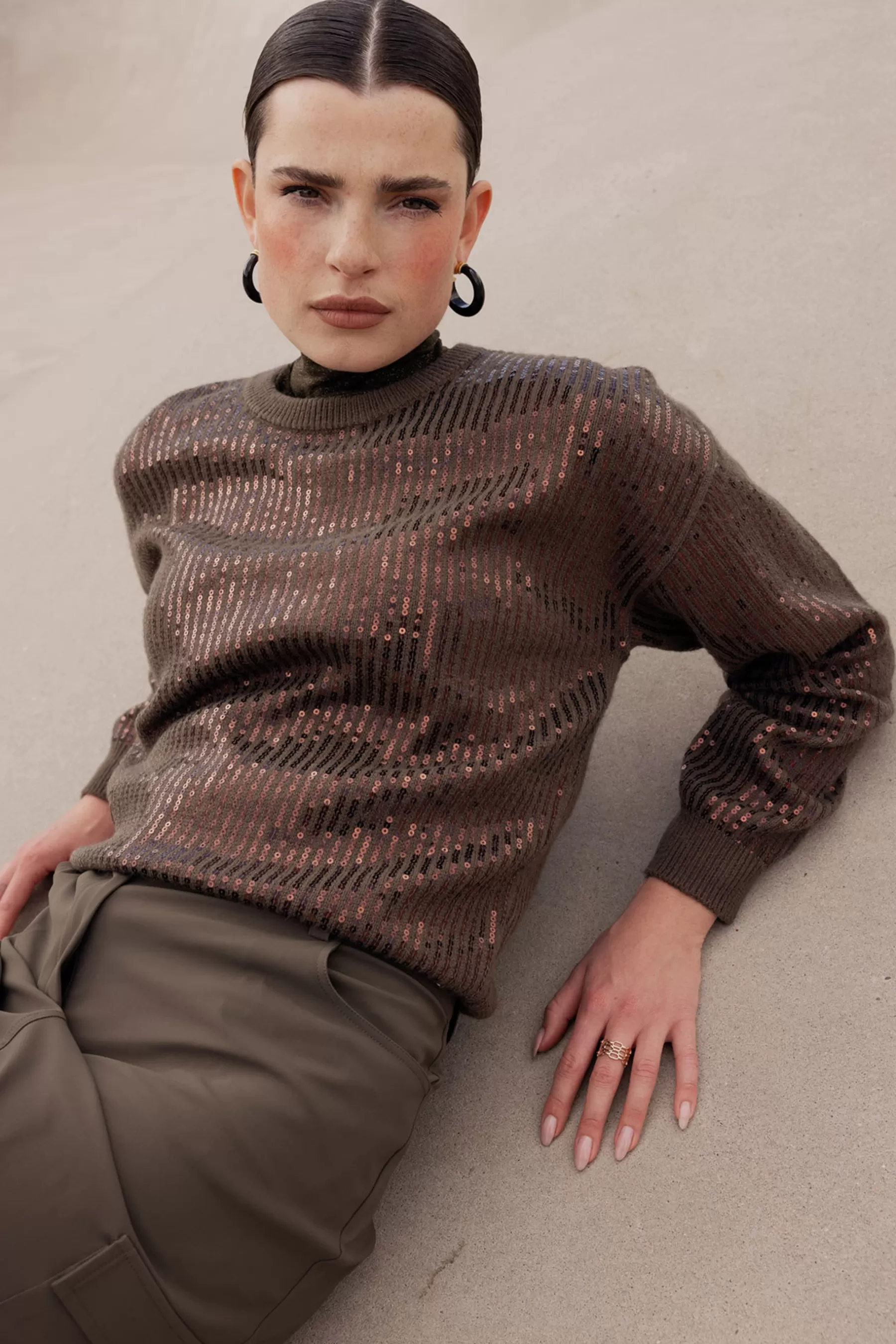 Studio Anneloes Truien & Vesten | Shirts & Tops<Shelby sequins pullover - new army