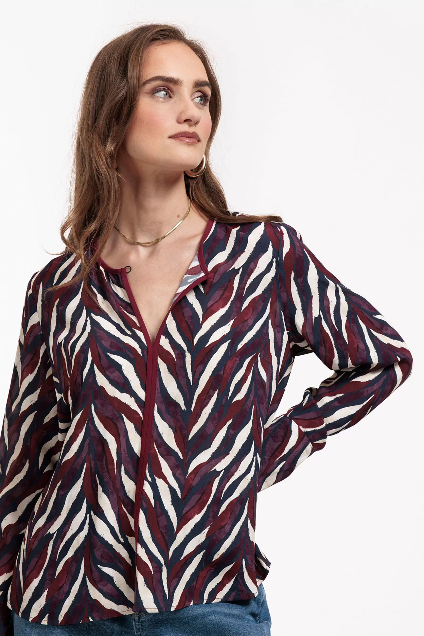 Studio Anneloes Blouses<Veerle leaves crepe blouse - kit/merlot