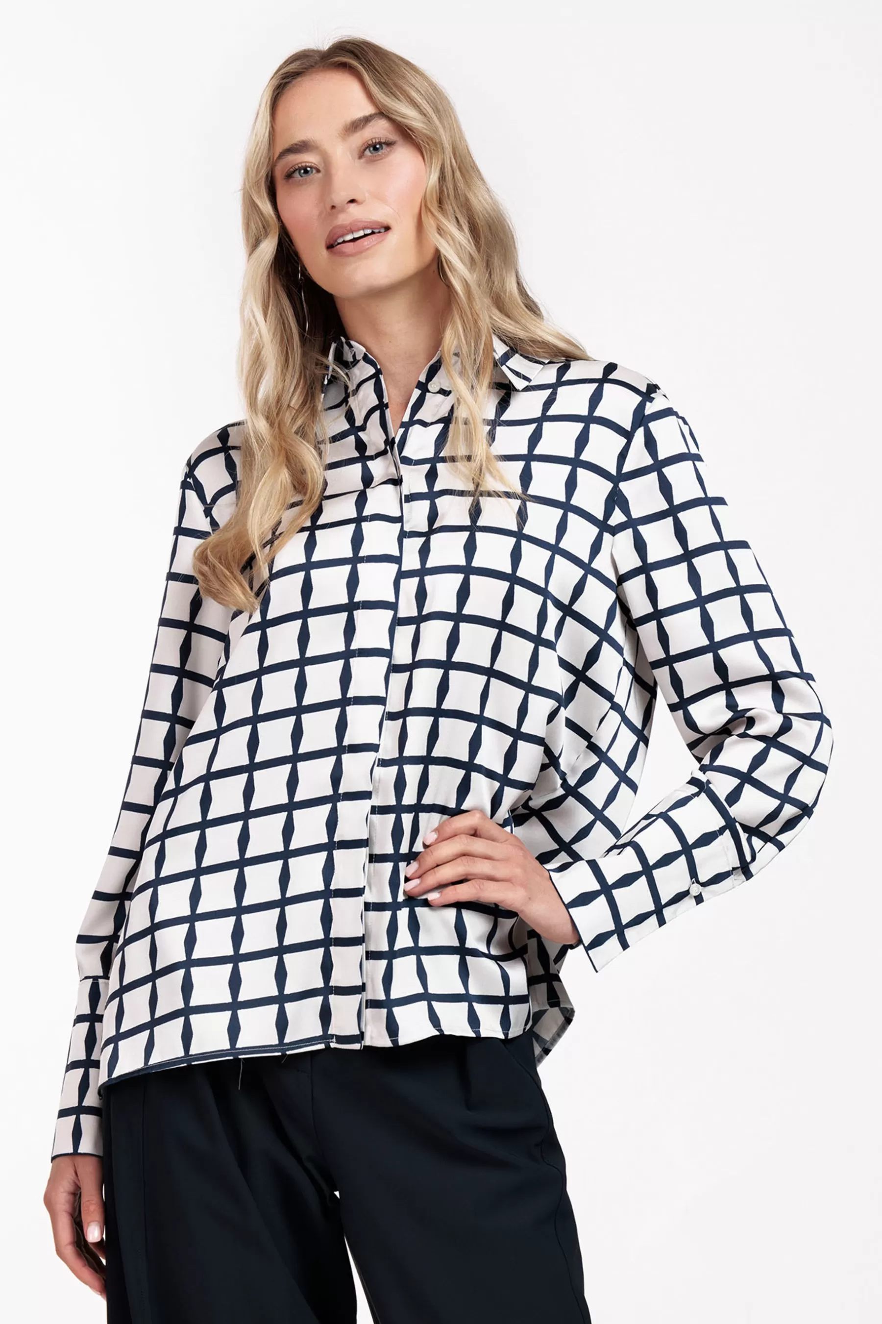 Studio Anneloes Blouses<Yara squares blouse - kit/dark blue